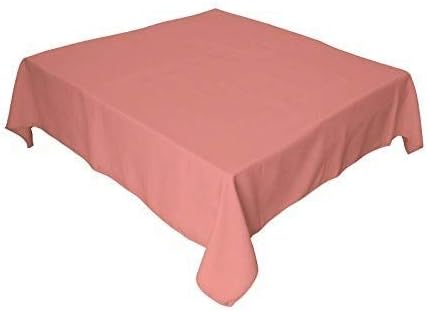 LA Linen Polyester Poplin Washable Square Tablecloth, Stain and Wrinkle Resistant Square Table Cover 52x52, Fabric Table Cloth Square for Dining, Kitchen, Party, Holiday 52 by 52-Inch, Dusty Rose