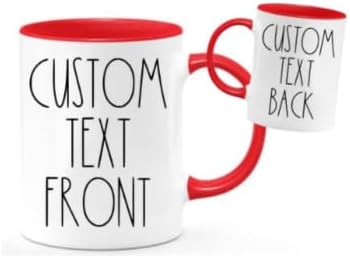 YourTextHereShoppe Custom Farmhouse-Style Coffee Mug 15oz – Personalized Text on One or Two Sides – Skinny Font Inspired Ceramic Mug – Dishwasher & Microwave Safe Gift
