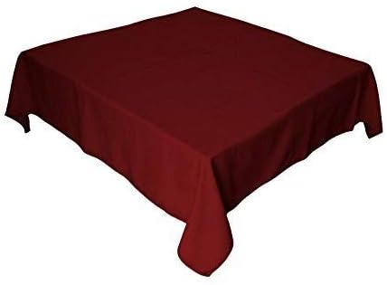 LA Linen Polyester Poplin Washable Square Tablecloth, Stain and Wrinkle Resistant Square Table Cover 52x52, Fabric Table Cloth Square for Dining, Kitchen, Party, Holiday 52 by 52-Inch, Burgundy