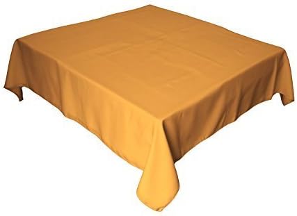 LA Linen Polyester Poplin Washable Square Tablecloth, Stain and Wrinkle Resistant Square Table Cover 52x52, Fabric Table Cloth Square for Dining, Kitchen, Party, Holiday 52 by 52-Inch, Gold