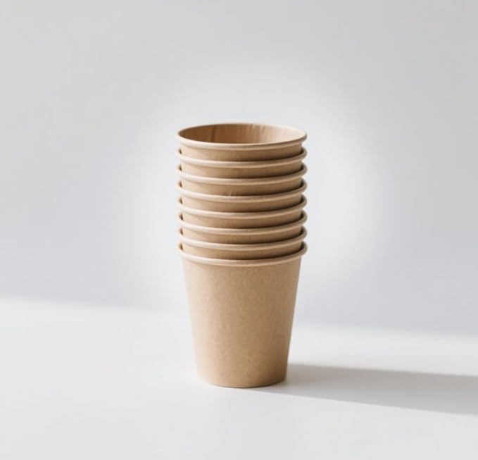 12 oz 200 Pack Disposable Coffee Cups, Bulk Brown Disposable Paper Cups, Coffee Cups for Hot Tea, Chocolate and Cold Drinks