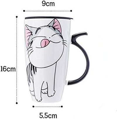 Cute Cat Ceramics Coffee Mug with Lid Large Capacity 600ml Animal Mugs Creative Drinkware Coffee Tea Cups Novelty Gifts Milk Cup(D)