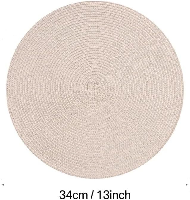 Round Woven Table Mat 34 Cm Table Mat Woven Washable Non-Slip Table Mat
