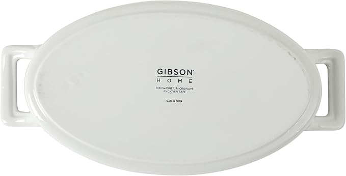 Gibson Home Gracious Dining Oval Au Gratin Baking Dishes, 4-Piece Set – 15 oz Oven Safe Ceramic Small Casserole Dishes with Handles, Microwave & Dishwasher Safe Mini Bakeware, White
