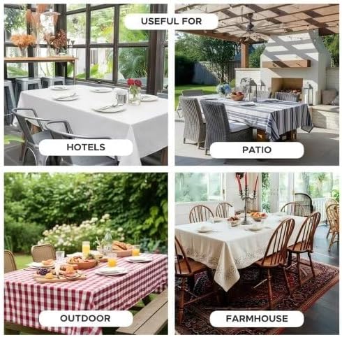 Faux Linen Tablecloths for Rectangle Tables, Burlap Textured Table Cloths Washable Farmhouse Table Cover Water Resistant for Dining, Wedding, Outdoor(Sage Green, 60"×120")