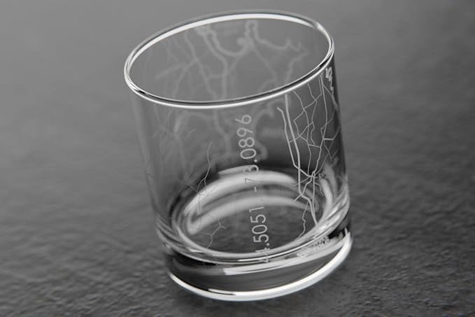 Well Told Engraved Burlington Vermont Map Rocks Glass, Old Fashioned Whiskey Glass (11 oz, Clear) Etched Whiskey Glass, Gifts For Whiskey Lovers