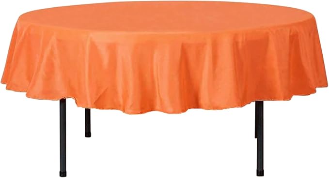 Efavormart Round Tablecloth, 90 Inch Stain & Wrinkle Resistant Washable Table Cloth, Decorative Polyester Fabric Table Cover for Banquet, Wedding, Dining- Orange