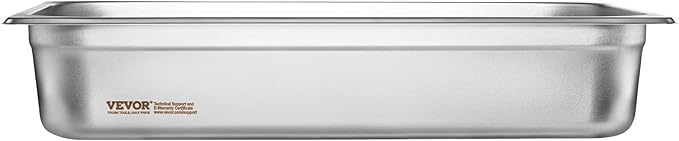 VEVOR 6 Pack Stainless Steel Hotel Pans,Full Size 4 Inch Deep 0.8mm Thick Anti-Jam Commercial Food Pans for Steam Tables, Restaurants, Catering & Industrial Use