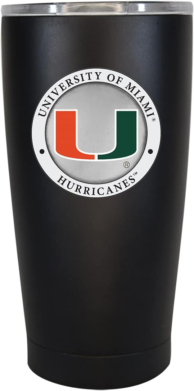 Heritage Pewter Miami 15 oz. Tumbler - Black | Durable Insulated Tumbler Cup for Cold & Hot Drinks | Thermal Travel Mug for Coffee | Intricately Crafted Metal Pewter Inlay