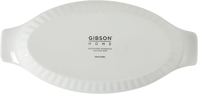 Gibson Home Gracious Dining Oval Au Gratin Baking Dishes, 4-Piece Set – 9 oz Oven Safe Banana Split Bowls, Ceramic Small Casserole Dishes with Handles, Microwave & Dishwasher Safe Mini Bakeware, White