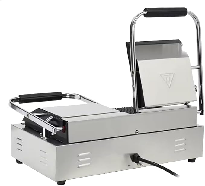 Commercial Panini Press With Grooved Grill Sandwich Maker Machine Electric Contact Grill Single (Double Smooth Top&Bottom)