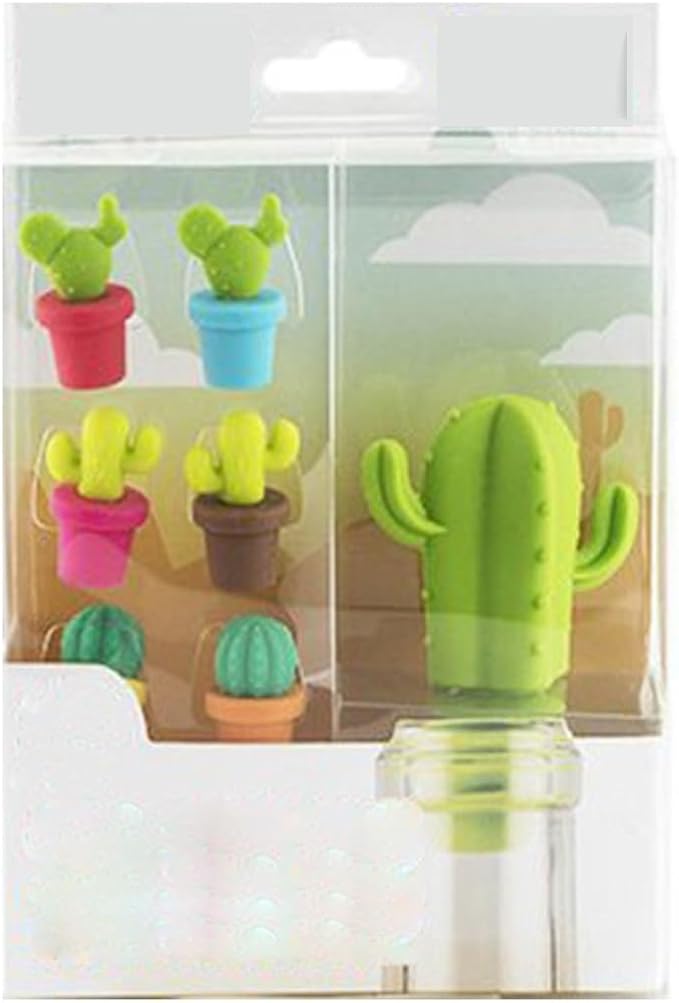 Cactus Shape Wine Glass Charms Set 14pcs Silicone Drink Charms for Glasses Non-Slip Wine Charms for Stem Glasses for Beach Gatherings & Summer Celebrations