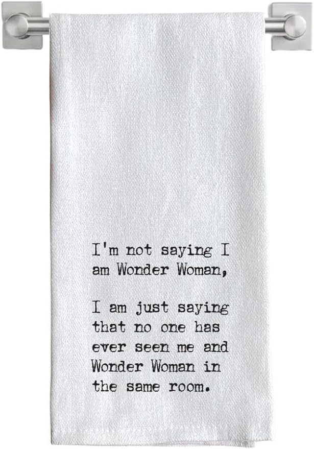 Funny Kitchen Towel for Drying Dishes and Hands - 20"x25" Soft Tea Towel (Wonder Woman)
