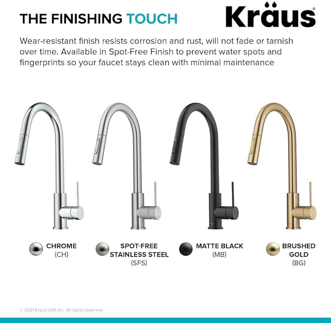 KRAUS Oletto Contemporary Pull-Down Single Handle Kitchen Faucet in Spot Free Stainless Steel, KPF-3104SFS