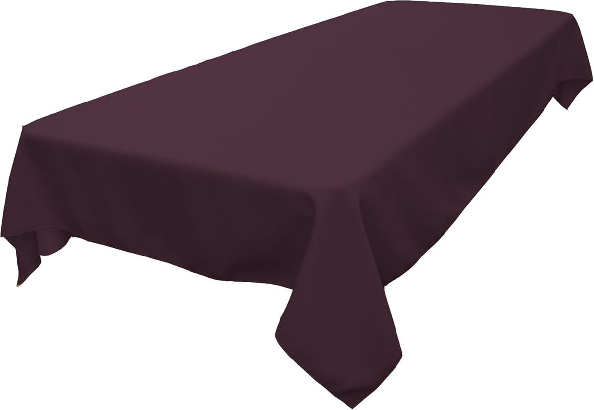 LA Linen Polyester Poplin Washable Rectangular Tablecloth, Stain and Wrinkle Resistant Table Cover 60x84, Fabric Table Cloth for Dinning, Kitchen, Party, Holiday 60 by 84-Inch, Eggplant