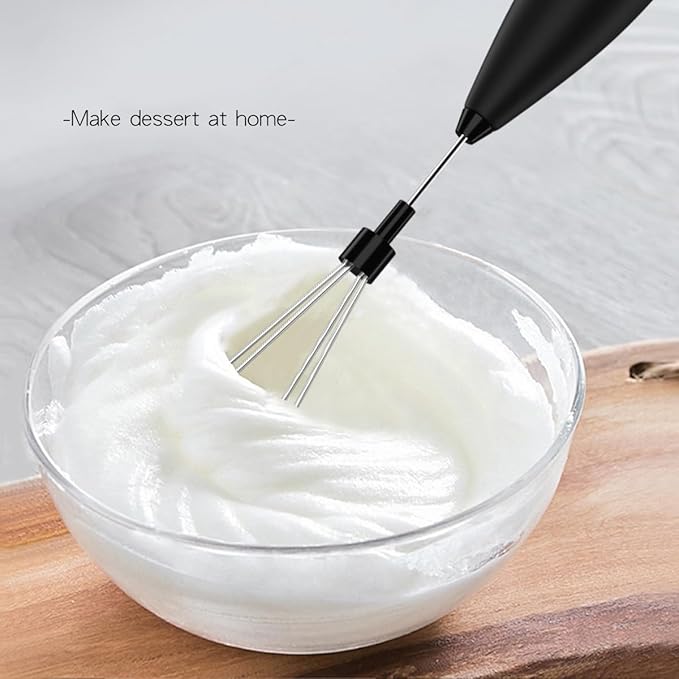 Electric Milk Frother, Handheld Battery Operated Foam Maker with Removable Head, Spiral Mixing Whisk for Coffee, Latte, Cappuccino, Hot Chocolate (White)