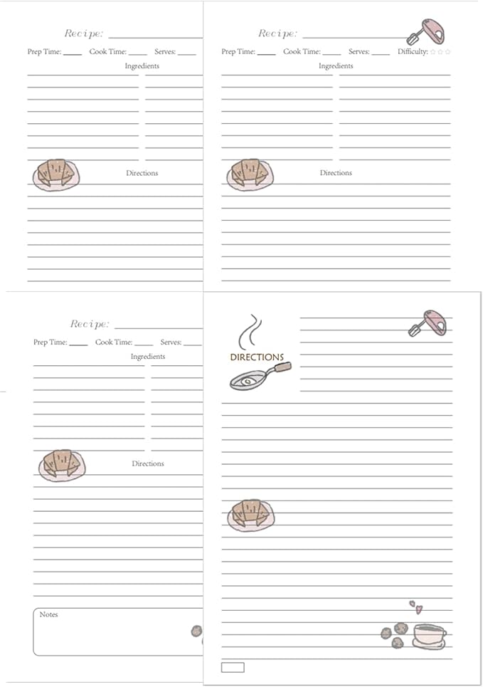 80 Sheets Blank Recipe Papers, Including 70 Short Recipes and 10 Long Recipes, 120 Grams of Heavy-duty Paper