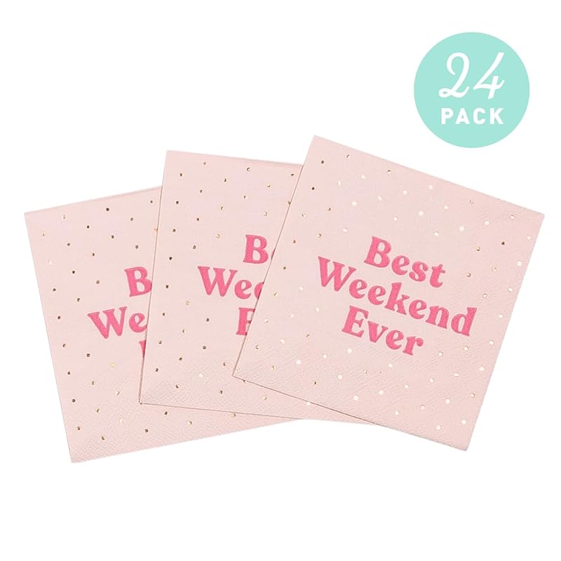 Stag & Hen Bachelorette Party Napkins | 24 Pack, 3-Ply Disposable Beverage Napkins | Best Weekend Ever Funny Tableware, Party Decor | Bridal Shower Gift, Engagement Party Favors, Ideas