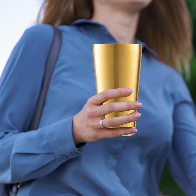 12 Pack 18.6 oz Stainless Steel Insulated Cup, Double Wall Vacuum Metal Cup, Reusable Camping Cups Unbreakable Indoor Outdoor for Party, Home, Office, BBQ, Gold