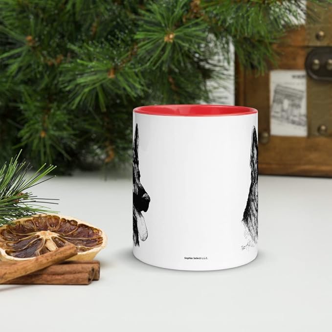 German Shepherd B&W 11oz Ceramic Mug with Color Inside