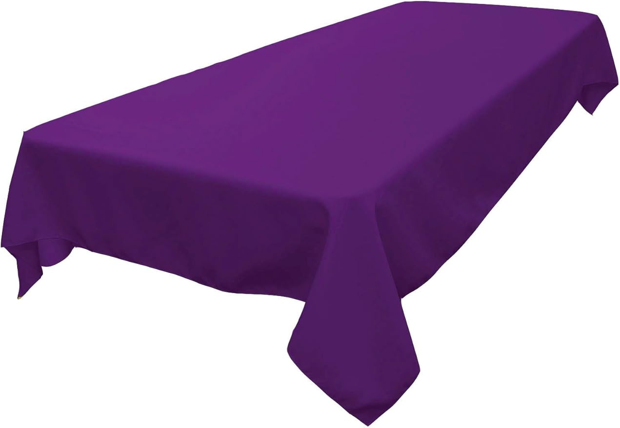 LA Linen Polyester Poplin Washable Rectangular Tablecloth, Stain and Wrinkle Resistant Table Cover 60x90, Fabric Table Cloth for Dinning, Kitchen, Party, Holiday 60 by 90-Inch, Purple