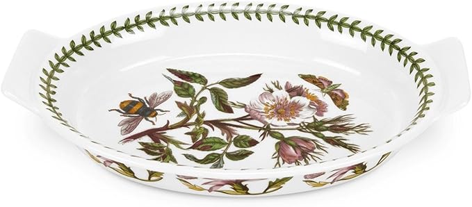 Portmeirion Botanic Garden Oval Gratin Dish Small | 10 Inch Baking Dish for Roasting, Gartin and Baking | Made of Fine Porcelain | Oven, Microwave and Dishwasher Safe