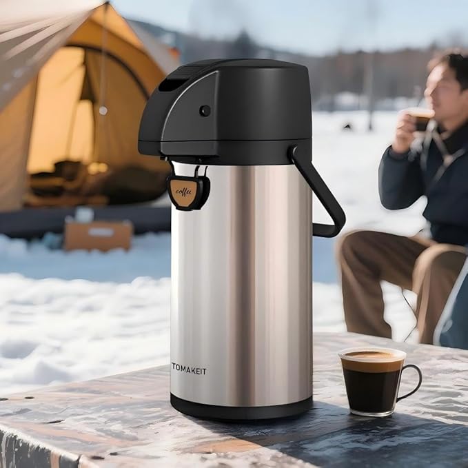 Airpot Coffee Dispenser Thermal with Pump,2.2L/74 Oz Insulated Stainless Steel Large Airpot Coffee Carafe Lever Action for Hot/Cold Water,Thermal Carafes for Hot Cocoa for Parties