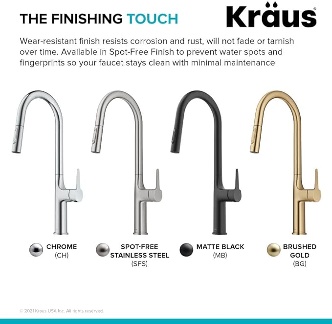 KRAUS Oletto Tall Modern Pull-Down Single Handle Kitchen Faucet in Spot Free Stainless Steel, KPF-3101SFS