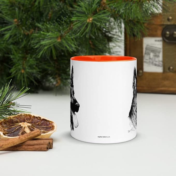 German Shepherd B&W 11oz Ceramic Mug with Color Inside