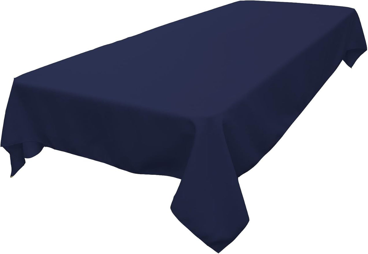 LA Linen Polyester Poplin Washable Rectangular Tablecloth, Stain and Wrinkle Resistant Table Cover 60x84, Fabric Table Cloth for Dinning, Kitchen, Party Navy Blue 60 in x 84 in