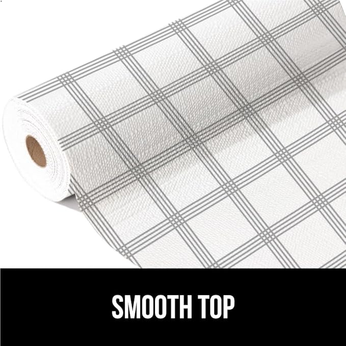 GORILLA GRIP DripGuard Shelf Liner, Non Adhesive Drawer and Kitchen Cabinet Protector, 20x240 Inch, Slip Resistant BPA Free Smooth Surface Plastic Liners for Cabinets, Bathrooms, Closets, Gray White