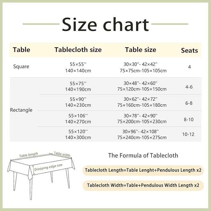 Alsoo Table Cloth Square, Cotton Linen Tablecloth Waterproof Wrinkle Free Farmhouse Dining Table Cover, Soft Fabric Tablecloths with Tassels, Beige, 55" X 75", 4-6 Seats