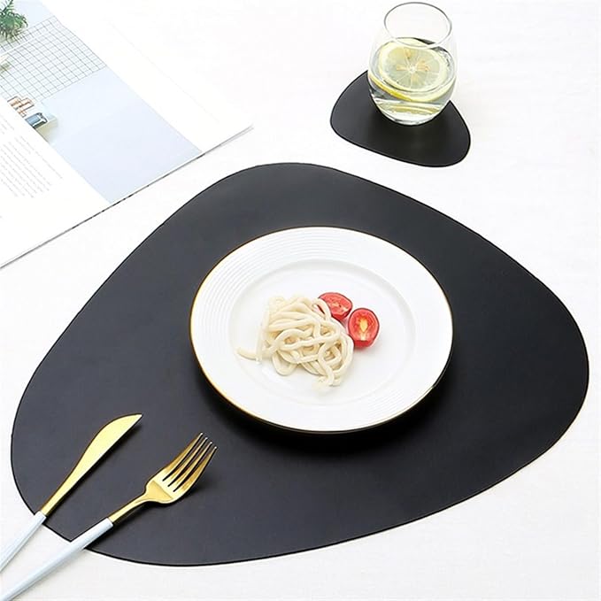 PU Placemats for Table Waterproof Non-Slip Coaster Leather Place Kitchen Accessories Pad Cup Wine Mat(Pink,36.8cm x 45cm)