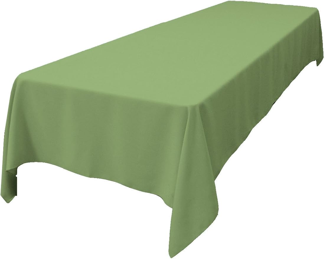 LA Linen Polyester Poplin Washable Rectangular Tablecloth, Stain and Wrinkle Resistant Table Cover 60x144, Fabric Table Cloth For Dinning, Kitchen, Party, Holiday 60 by 144-Inch, Sage