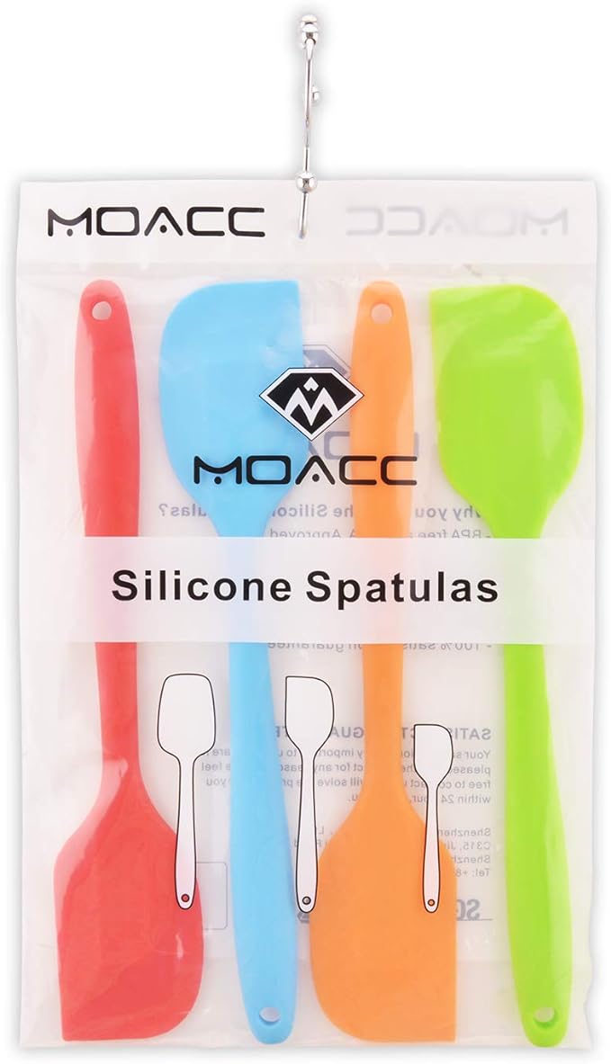 Silicone Spatulas, 11 inch Rubber Spatula Heat Resistant Seamless One Piece Design Non-Stick Flexible Scrapers Baking Mixing Tool (4 Piece)