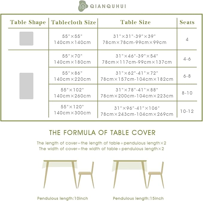 QIANQUHUI Embroidered Tablecloth for Dining Table,Dust Proof Spillproof Soil Resistant Cotton Linen Rectangle Table Cloths (Grey Lines, Rectangle/Oblong, 55'x102'', 8-10 Seats)