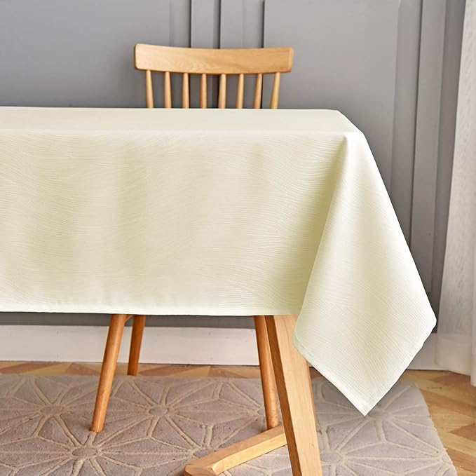 maxmill Square Tablecloth Swirl Design Water Resistance Antiwrinkle Heavy Weight Soft Table Cloth for Buffet Banquet Parties Event Holiday Dinner Square 70 x 70 Inch Ivory