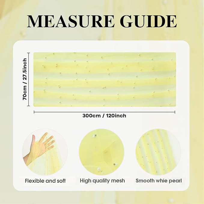 Artoid Mode Pearl Yellow Gauze Table Runner 120 Inch, Seasonal Sheer Dining Holiday Wedding Birthday Baby Shower Table Decor for Home Party