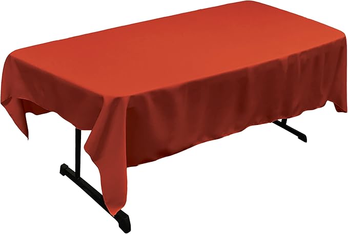 LA Linen Polyester Poplin Washable Rectangular Tablecloth, Stain and Wrinkle Resistant Table Cover 60x90, Fabric Table Cloth for Dinning, Kitchen, Party, Holiday 60 by 90-Inch, Rust