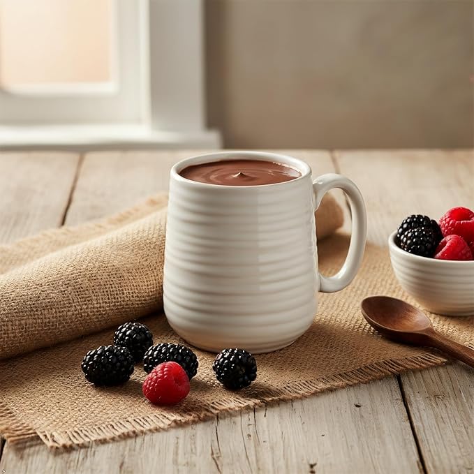 Coffee Mugs, Ceramic Mug Sets for Dad and Mom as Gifts, 15oz Coffee Cups for Latte Milk Cappuccino Cocoa Tea Mocha, Dishwasher and Microwave Safe, Set of 6, Arctic White