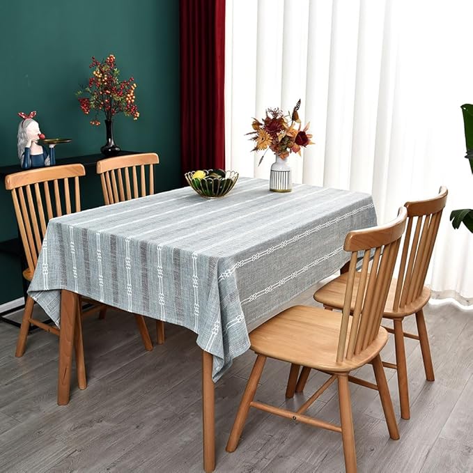 Heavy Duty Cotton Table Cloth for Rectangle Table Gray Rectangular Farmhouse Vintage Tablecloth Washable Rustic Table Cover (Gray, Rectangle, 52''x 86'', 6-8 Seats)