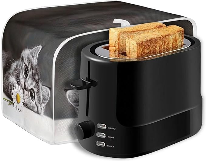 Doojoayie Cute Cat Toaster Cover for Kitchen Small Appliance Bread Machine Protector Washable Oven Cover 4 Slice Kitchen Decorative Accessories