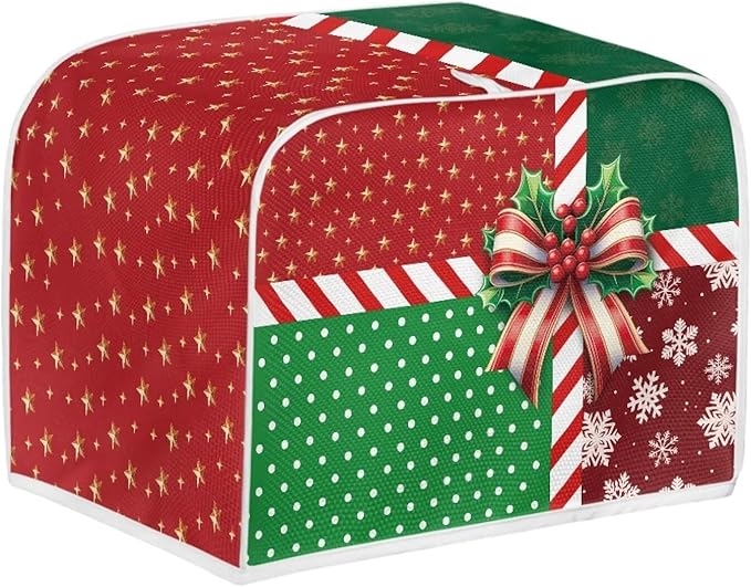 Doojoayie 2Slice Toaster Cover Dust Resistant Cover for Kitchen Small Appliance Christmas Theme Bread Machine Protector Decorative Accessories for Xmas Home Kitchen Decor