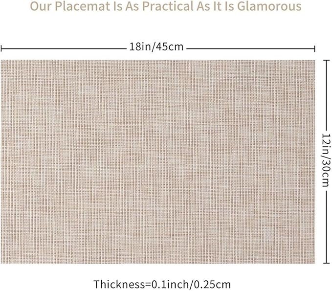 Placemats Set of 8 Heat- PVC Woven Stain Anti-Skid Table Mats Washable for Kitchen Table(Pink)