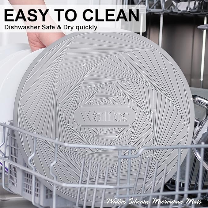 Walfos 12-Inch Silicone Microwave Mat & Pot Holders, Non-Slip Heat Resistant for Oven, Hot Pot, Bowl