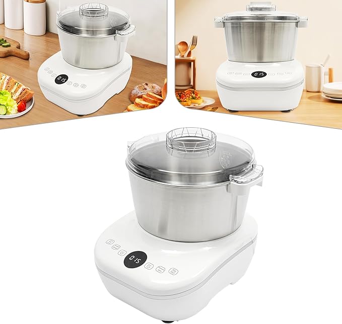 5L Electric Dough Maker with Fermentation - 200W Stainless Steel Dough Mixer Machine, Touch Panel & Timer for Bread/Pizza/Pasta, 304 Stainless Steel Bowl (5L/169oz Capacity, White)