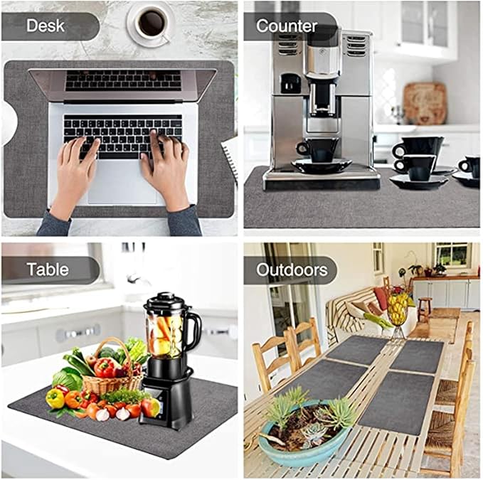 Faux Leather Heat Table Placemats Set of 1/4/6 Waterproof Wipeable Dining PU Place Mats for Indoor & Outdoor(TEX-Grey,45x30cm 1pcs)