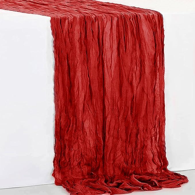 1 Pack Burgundy Cheesecloth Table Runner 35x120 Inch 10Ft Rustic Gauze Cheese Cloth Table Runner Sheer Cheesecloth Table Runners for Wedding Party Bridal Shower Decoration