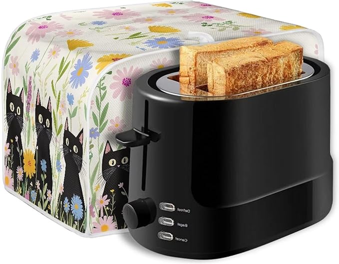 Doojoayie Black Cat Toaster Cover Small Appliance Cover 2 Slice Dustproof Toaster Machine Protection for Most Standard Toasters