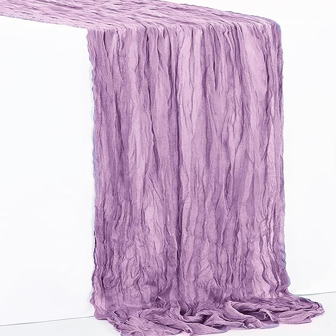 10 Pack Lilac Cheesecloth Table Runner 35x120 Inch 10Ft Rustic Gauze Cheese Cloth Table Runner Sheer Cheesecloth Table Runners for Wedding Party Bridal Shower Decoration